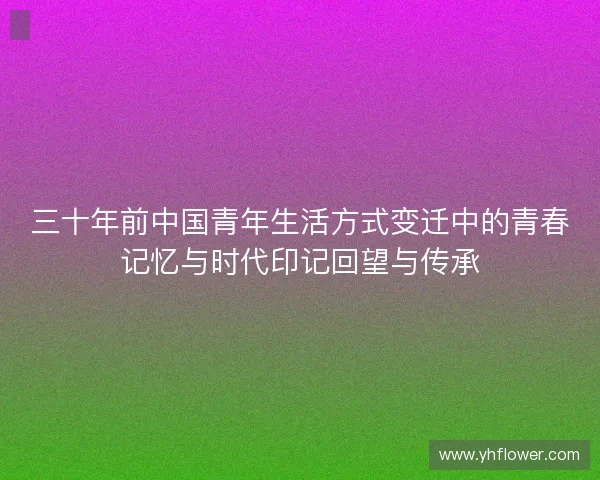 三十年前中国青年生活方式变迁中的青春记忆与时代印记回望与传承