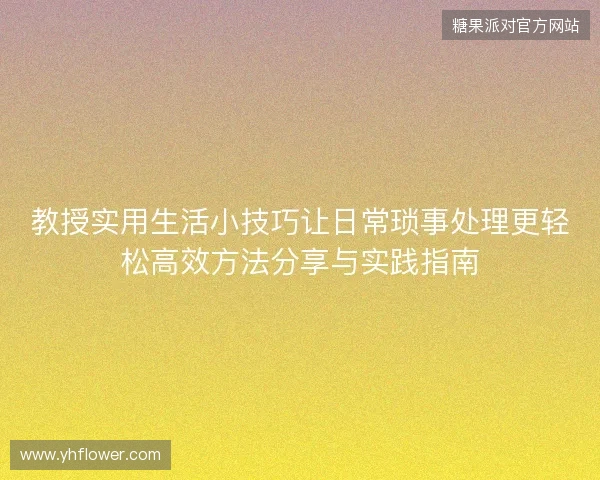 教授实用生活小技巧让日常琐事处理更轻松高效方法分享与实践指南